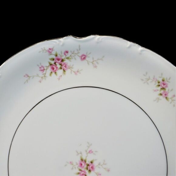 Mikasa VERSAILLES 9344 Chop Plate Platter 12 Inch Silver Trim Pink Roses - Picture 6 of 7